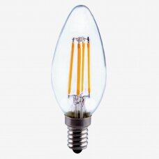 LED Lemputė E14 C37 filament bulb 4W WW