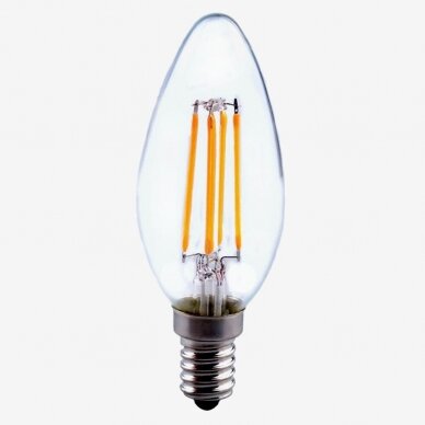 LED Lemputė E14 C37 filament bulb 4W WW