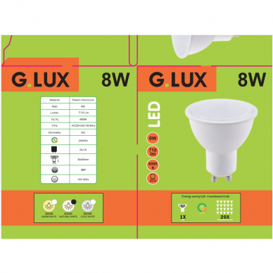 LED Lemputė GR-LED-GU10-PA9-8W 4000K